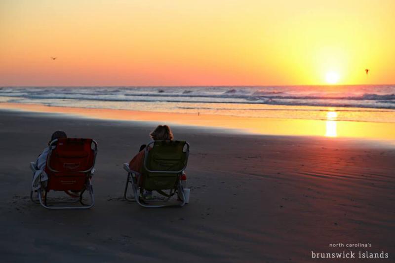 Sun setting over the ocean in North Carolina's Brunswick Islands