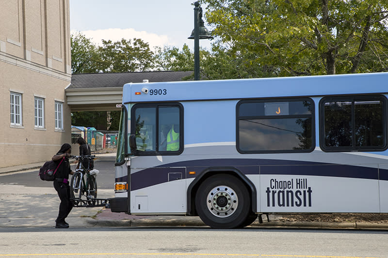 Loading your bike on a Chapel Hill Transit bus
