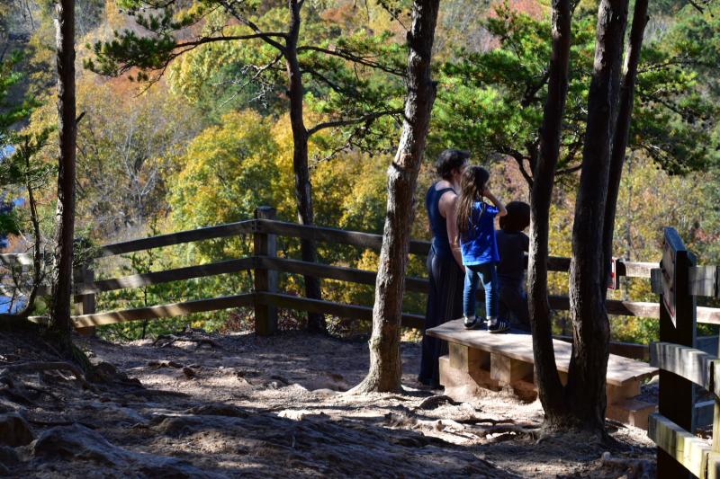 People at top of Occoneechee Mountain