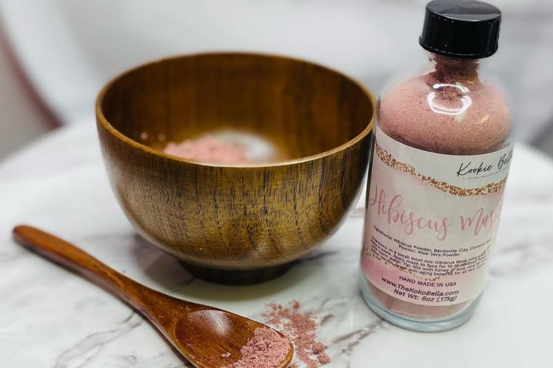 Sugar scrub with wooden bowl and spoon