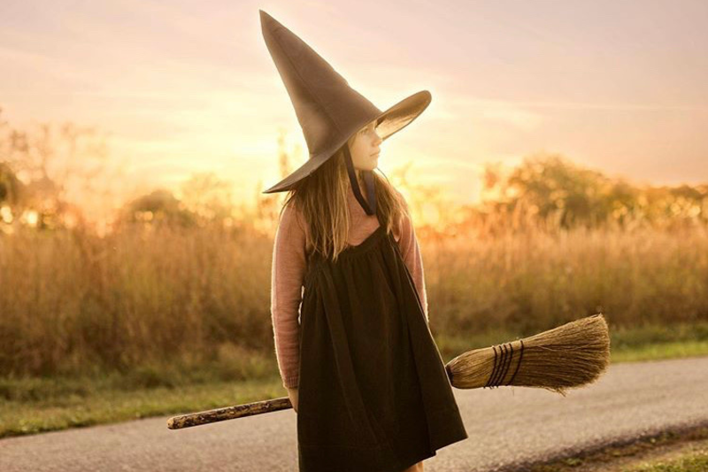 Girl dressed up as a witch