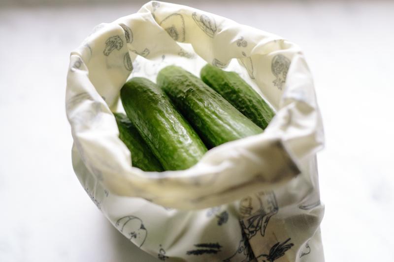 Cucumbers in beeswax bag
