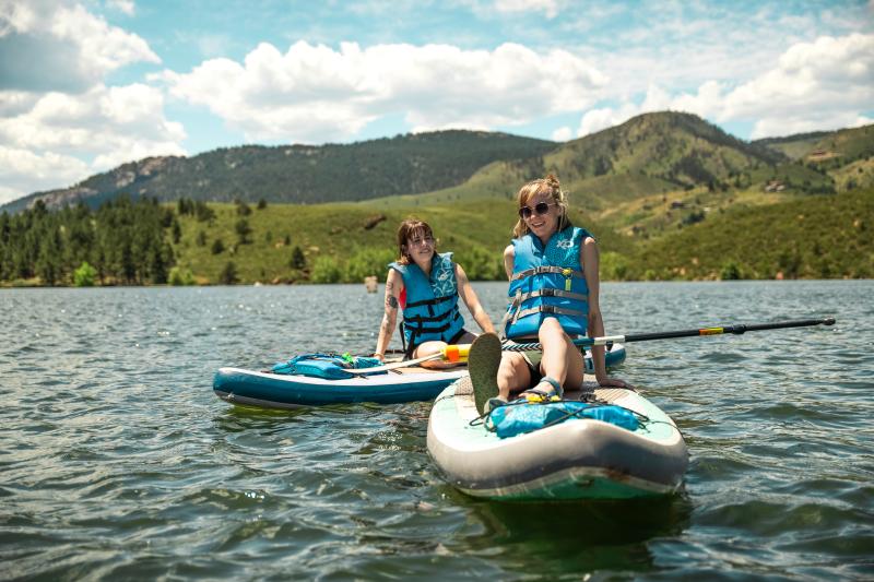 Stand up paddleboarding at Satanka Cove at Horsetooth