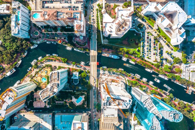 Aerial view of Las Olas Boulevard in Fort Lauderdale