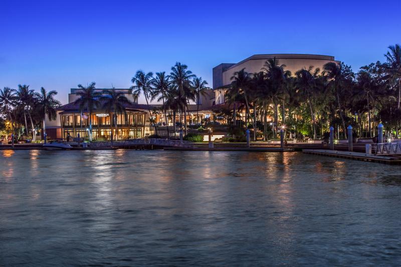 View across the water of the Broward Center for the Performing Arts in Fort Lauderdale