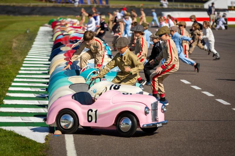 Children in vintage toy cars at Goodwood Revival