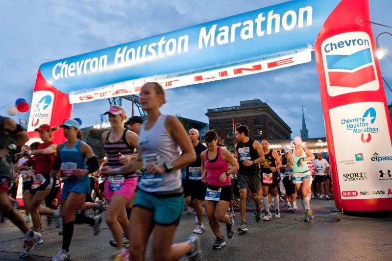 People running in the Chevron Houston Marathon