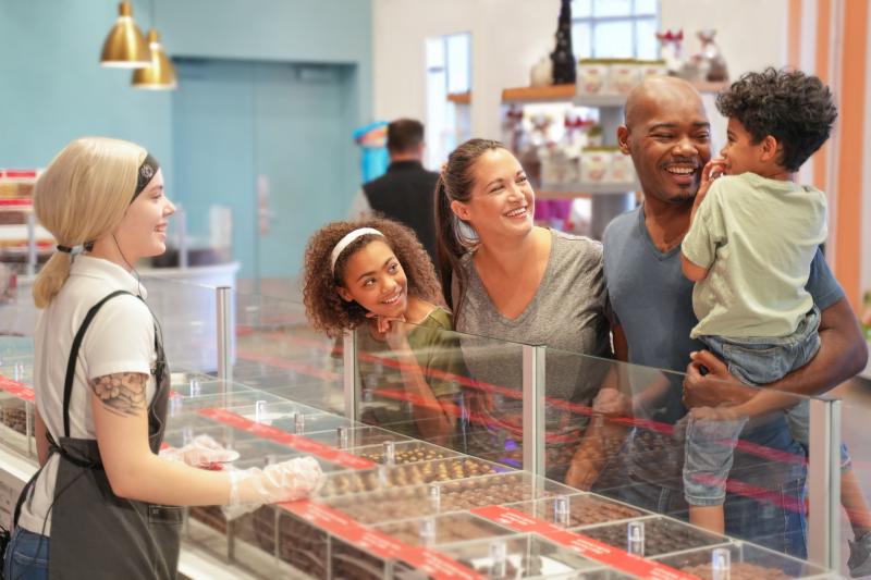 A family at Albanese Candy Confectionery in Merrillville