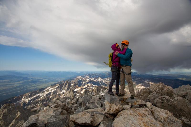 Couple on a mountaintop