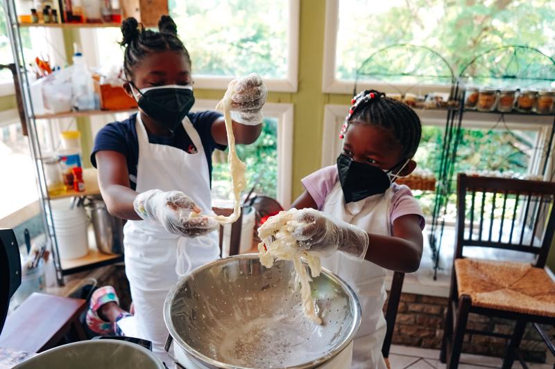 The Traveling Child at a cheese making workshop at Providence Hill Farm near Atchison