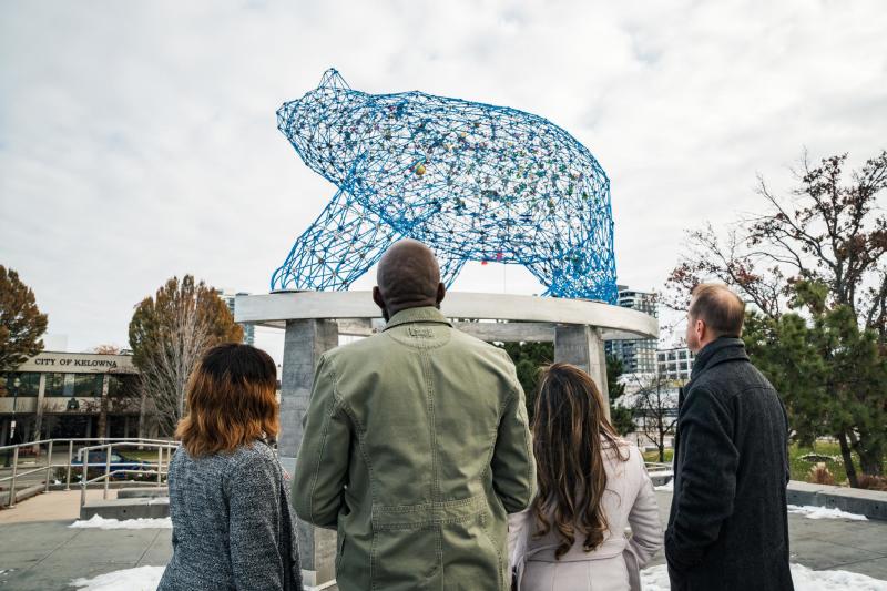 Meeting group at The Bear sculpture 1