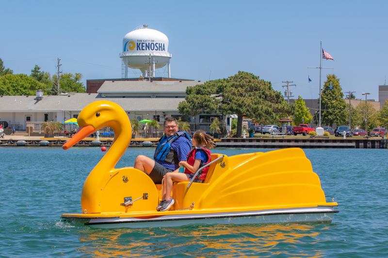 Duck-themed pedal boat with Kenosha Community Sailing Center