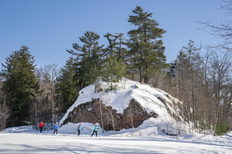A family cross country skiing at Al Quaal in Ishpeming, MI