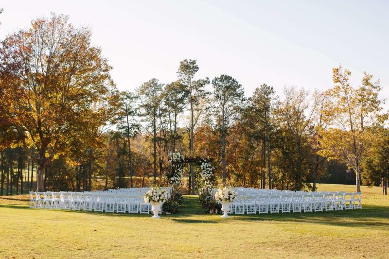 Chairs and wedding alter set up at The Club in Milledgeville, GA