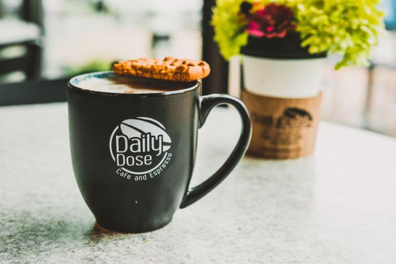 Coffee and cookie at Daily Dose Cafe and Espresso