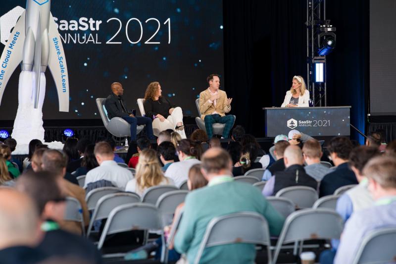 SaaStr Annual Conference 2021 Panelists presenting on stage