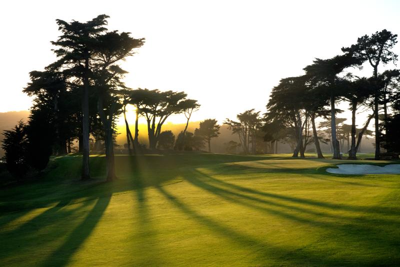 Beautiful sunset at TPC Harding Park Golf Course in San Francisco California