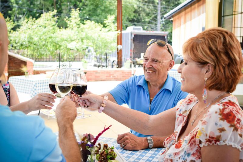 Group toasting wine