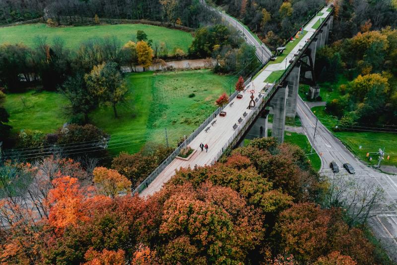 aerial of elevated park