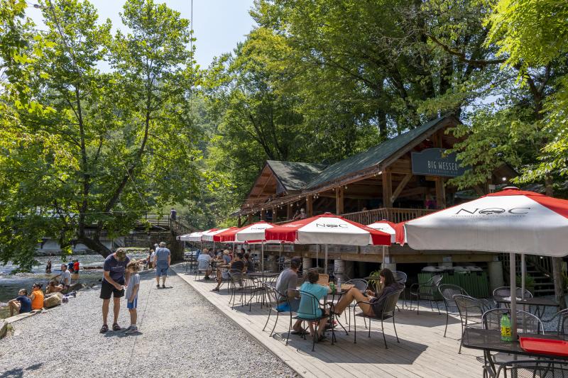 Outdoor dining along the river