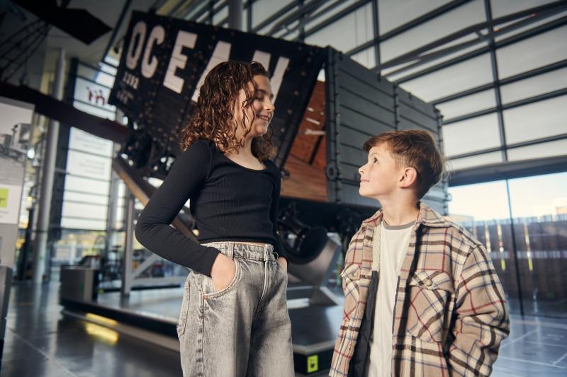 A boy and girls at the National Waterfront Museum
