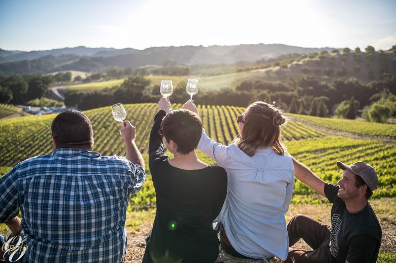 Group of people at vineyard