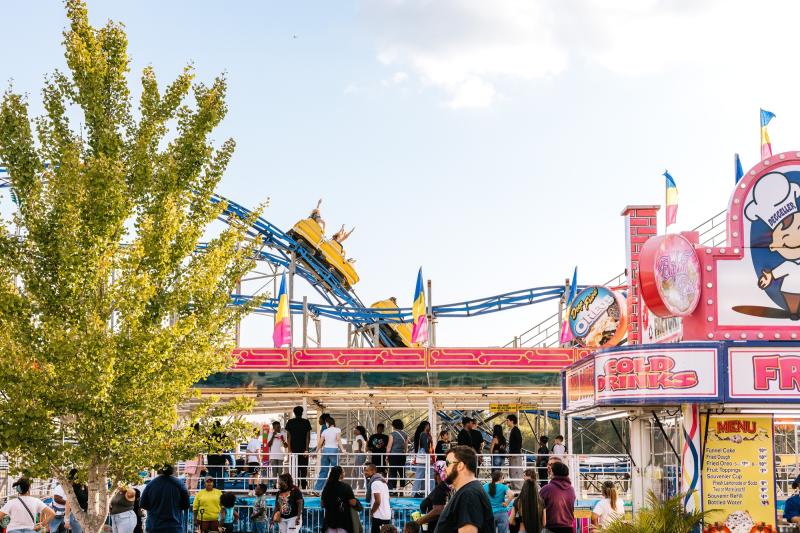 State Fair of Virginia rides and food with crowd