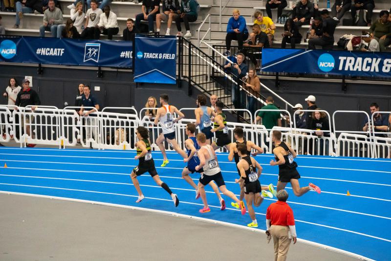 competitors racing in track & field in the Sports Center