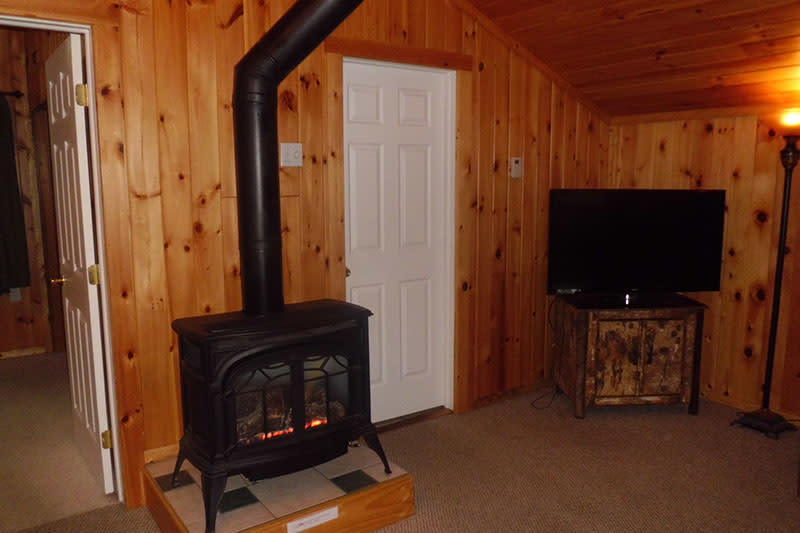 Hide-A-Way Waterfront Cabins gas burning stove