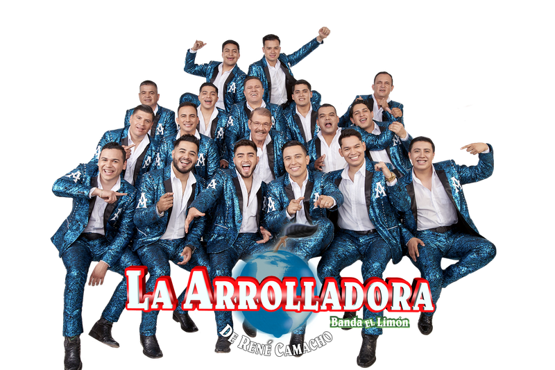 The group La Arrolladora poses together for a photo