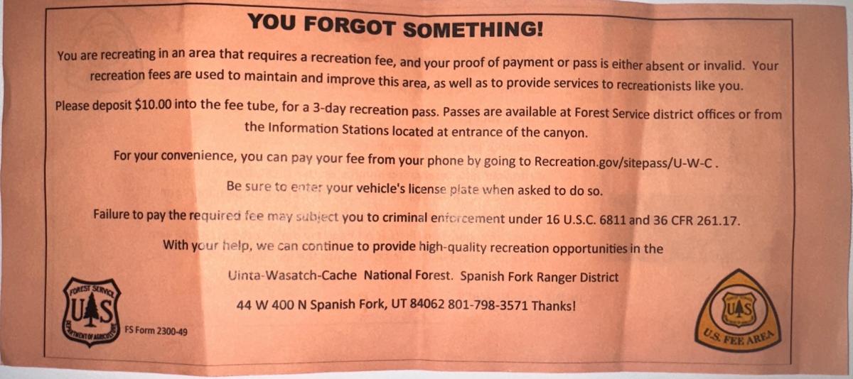 Fifth Water Parking Pass Instructions