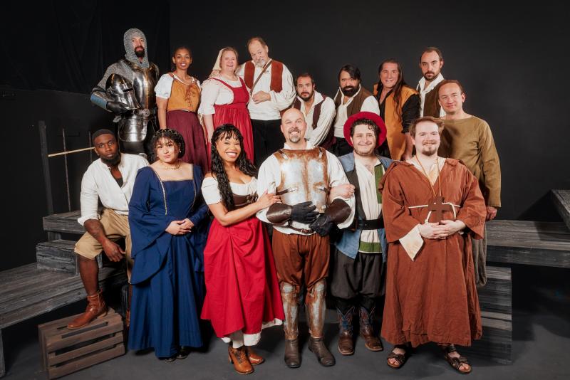 The cast of the Man of La Mancha, put on by Musical Theatre Southwest, poses for a picture.