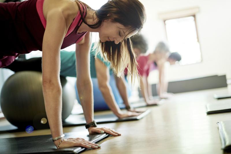 Women doing yoga