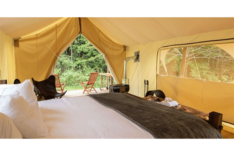 Inside of Glamping Tent at Hideaway Co.