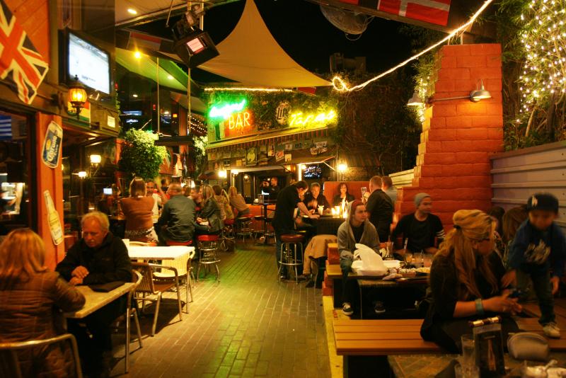 Outdoor dining at The Village, a pub in Palm Spings