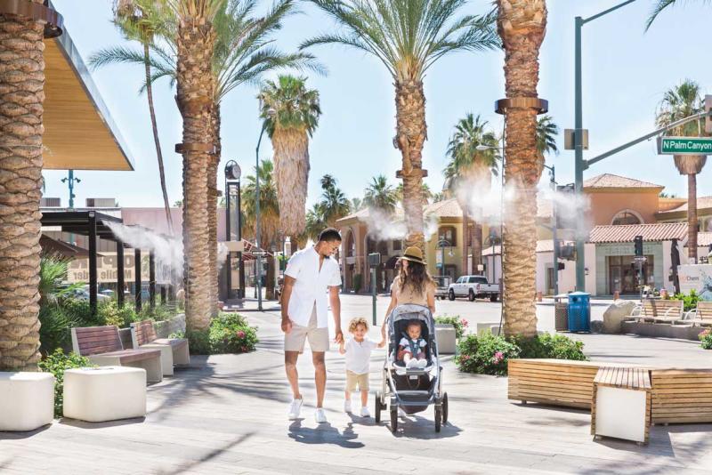 Family walking downtown Palm Springs