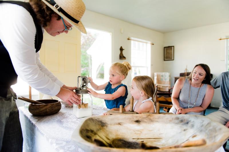 Family butter churning