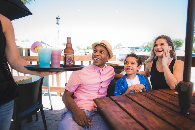 Family on patio