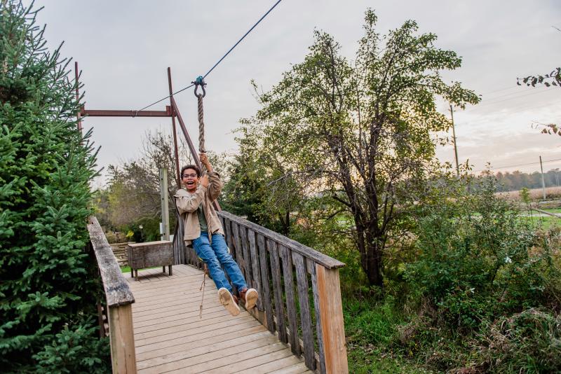 boy on zipline