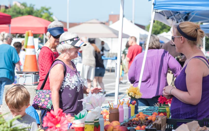 Family shopping at the Farmers Market