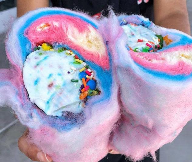Cotton Candy Burrito with Ice Cream and Candy