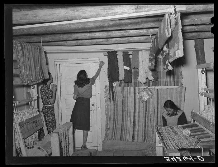 Interior of weaving project shop. Costilla, New Mexico