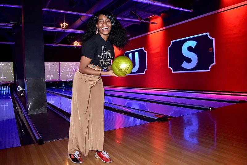 Person holding a bowling ball