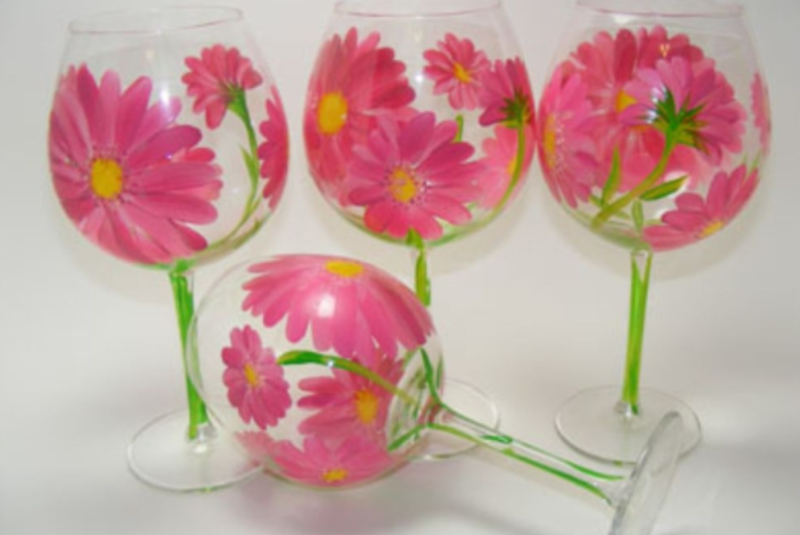 Tampa Wine Glass Painting – Spring Flowers