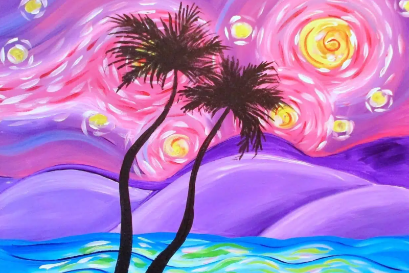 Tampa Sip and Paint – Starry Tropical Night