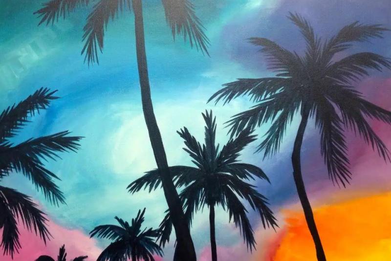 Tampa Canvas and Wine – Sunset Palms
