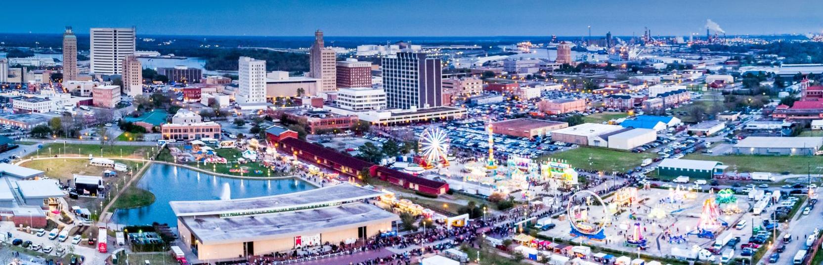 Aerial view of downtown Beaumont