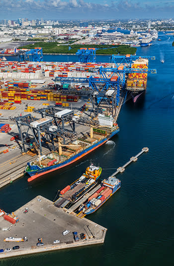 A view of Southport Container Yards.