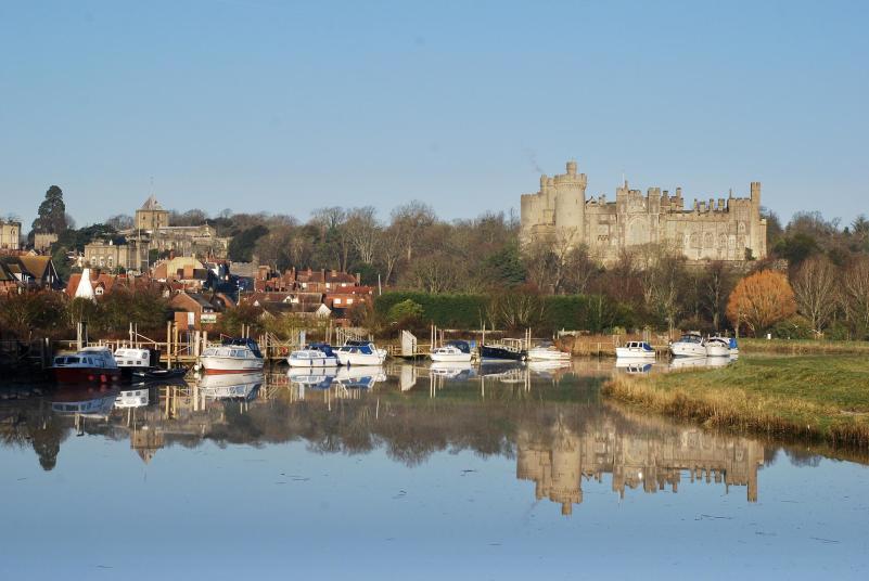 Arundel in West Sussex with Arundel Castle in the background