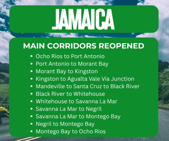 Reopening of Roads - Hurricane Melissa